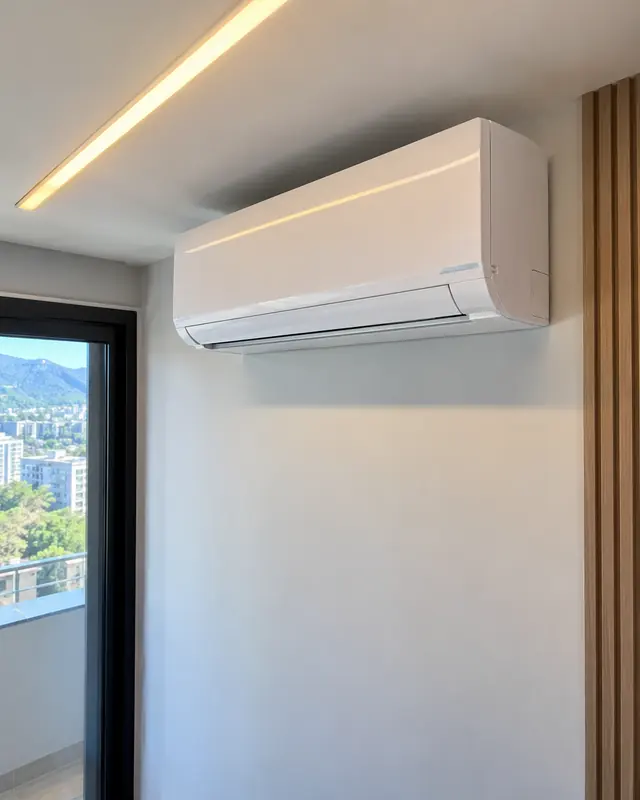 Split instalado em apartamento com vista para a cidade